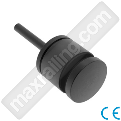 Регулируем държач Ø50 на стъкло от 8мм. до 20мм. Отстояние от стената от 35мм. до 55мм. Неръждаема стомана AISI 304. Черен сатениран.